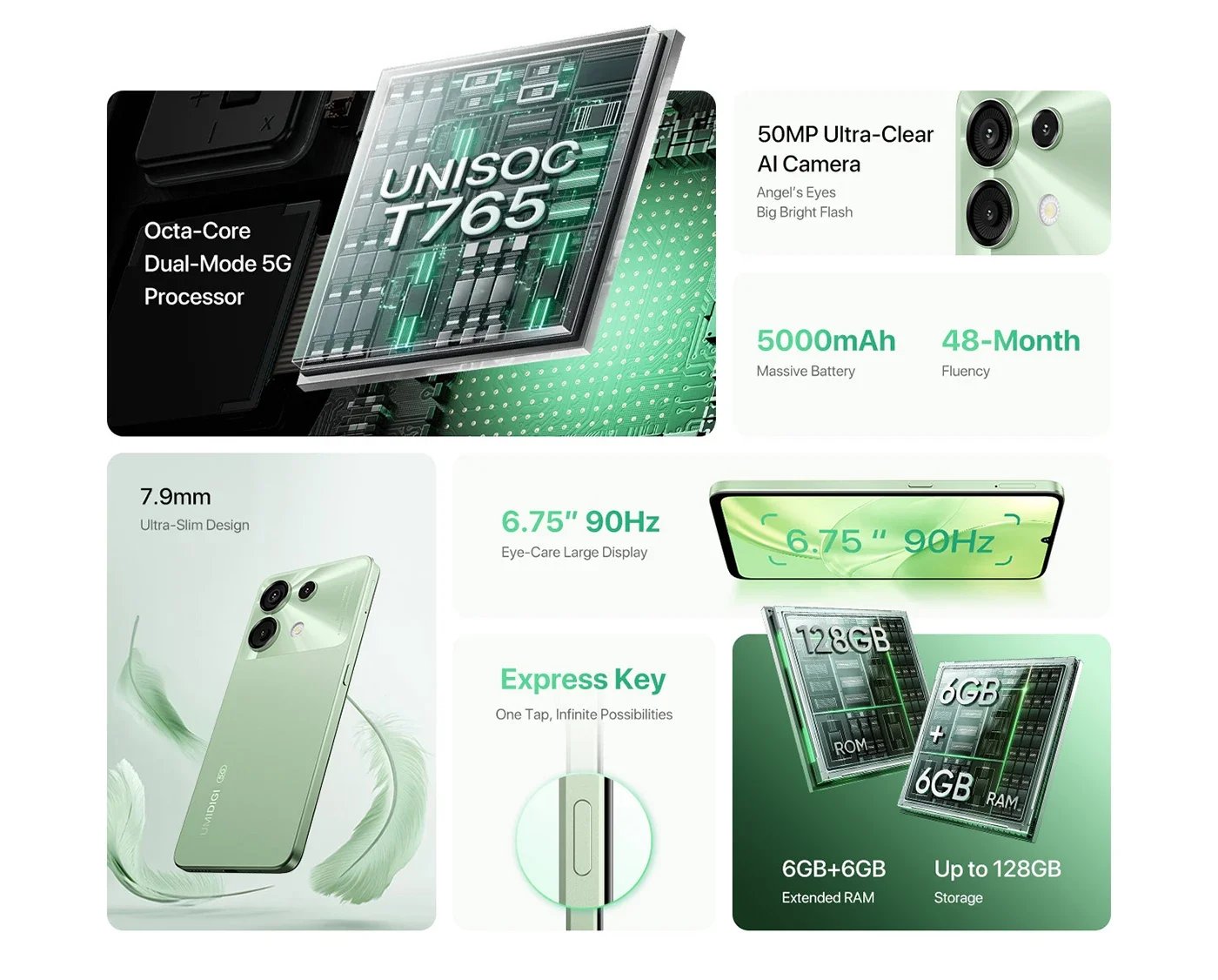 UMIDIGI G9 5G 6/128GB Lake Green Гарантія 1 рік – Купити СМАРТФОНИ