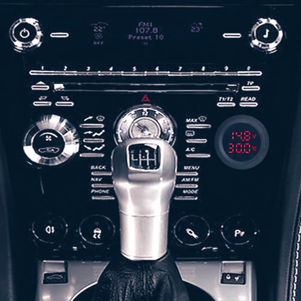 Digital voltmeter 12-24V for car motorcycle boat temperature and voltage measurement