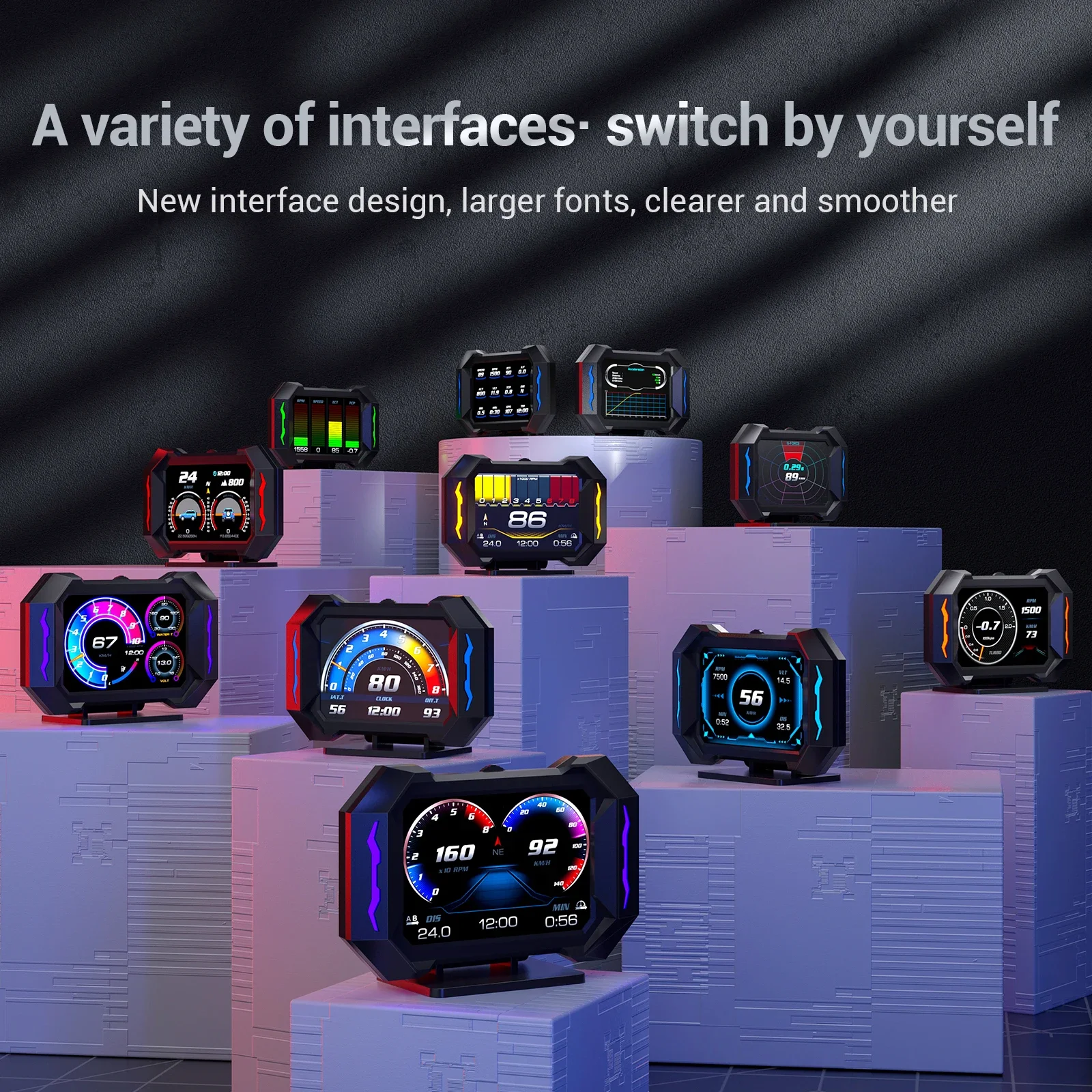 P25 OBD GPS HUD 헤드업 디스플레이 온보드 컴퓨터 (알람, 속도, 수온, 경사도, 전압계 포함) 자동차 전자 액세서리