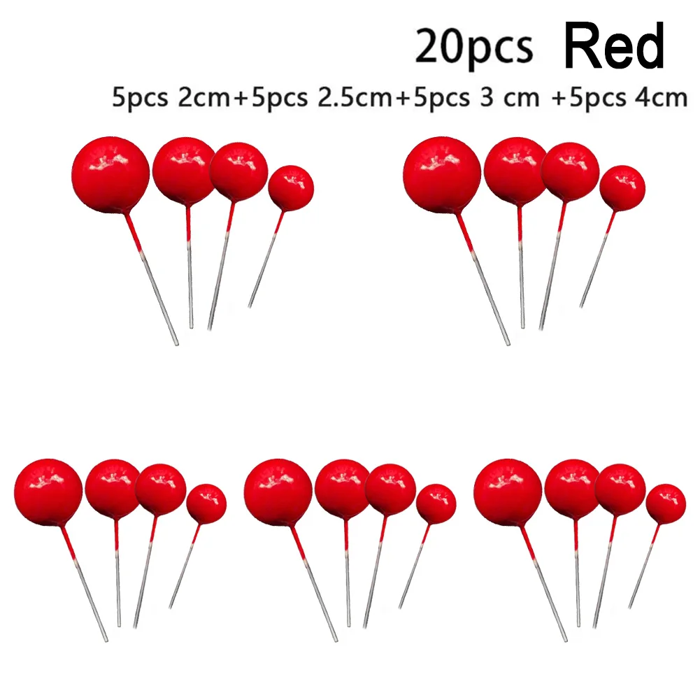 20 stücke Ball Für Kuchen Topper Geburtstag Neue 2/2,5/3/4 cm Weiß/gelb/schwarz/lila/rot Kuchen Topper Cupcake Topper Für Kuchen Dekor – Detail 3