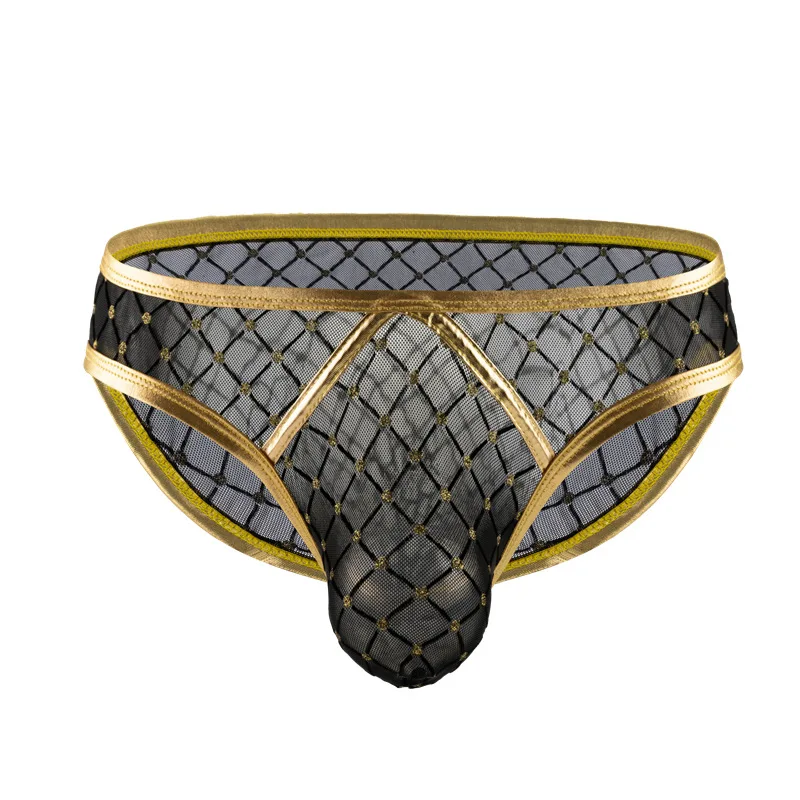 

Sexy Underwear Men Briefs Shorts Homme Bikini Transparent Mesh Panties Man Low Rise U Convex Pouch Underpants Cueca Calzoncillo