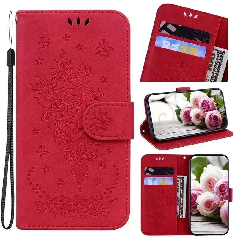 Magnetic Geometric Textile Wallet Book Cover Phone Case