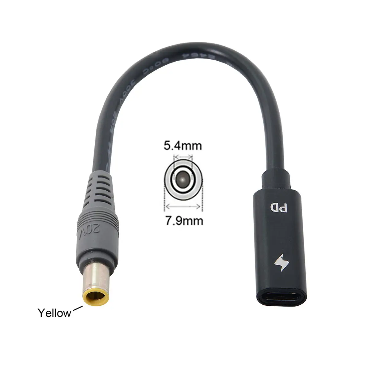 

Cablecc Type C USB-C женский вход к DC 7,9*5,4 мм кабель для ноутбука HP Lenovo ThinkPad X1 Carbon Surface Pro3 Pro4 Pro5 Pro6