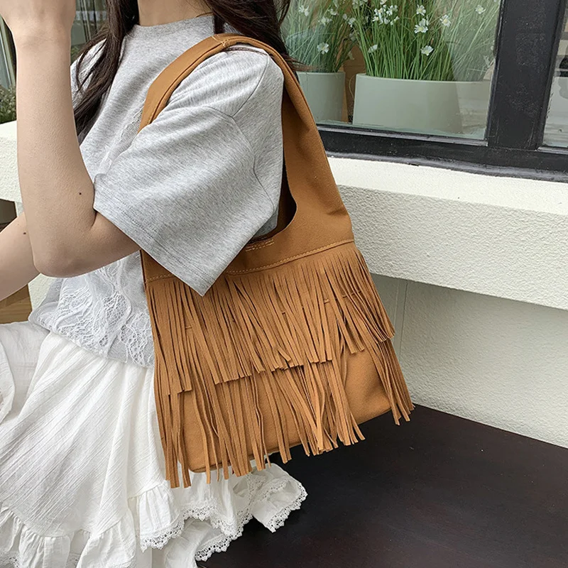 Suede Tassel High Quality Faux Shoulder Bags Fashion Large Capacity Sense of Luxury Popularity Women's Tote Bags Casual New