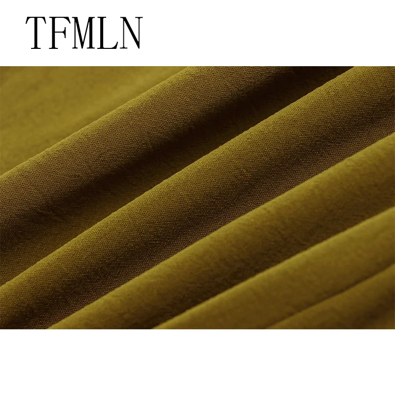 TFMLN New Elegant Women Pleated Slim Midi Dress Spring Summer Fashion O-neck Sleeveless Chic Pleated Dress Causal Party Dress