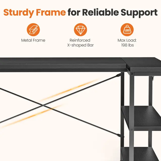 JHK L Shaped Desk 47 Inch Computer Desk Gaming Furniture Corner Desks Home Office PC Table with Reversible Storage Shelves