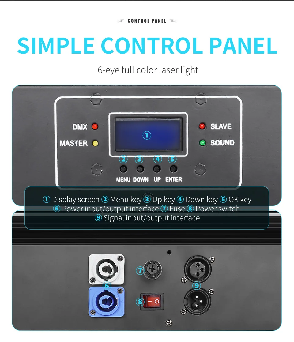 RGB DMX512 6 Eyes Moving Head Laser Light Stage Laser Effect Projector Full Colo