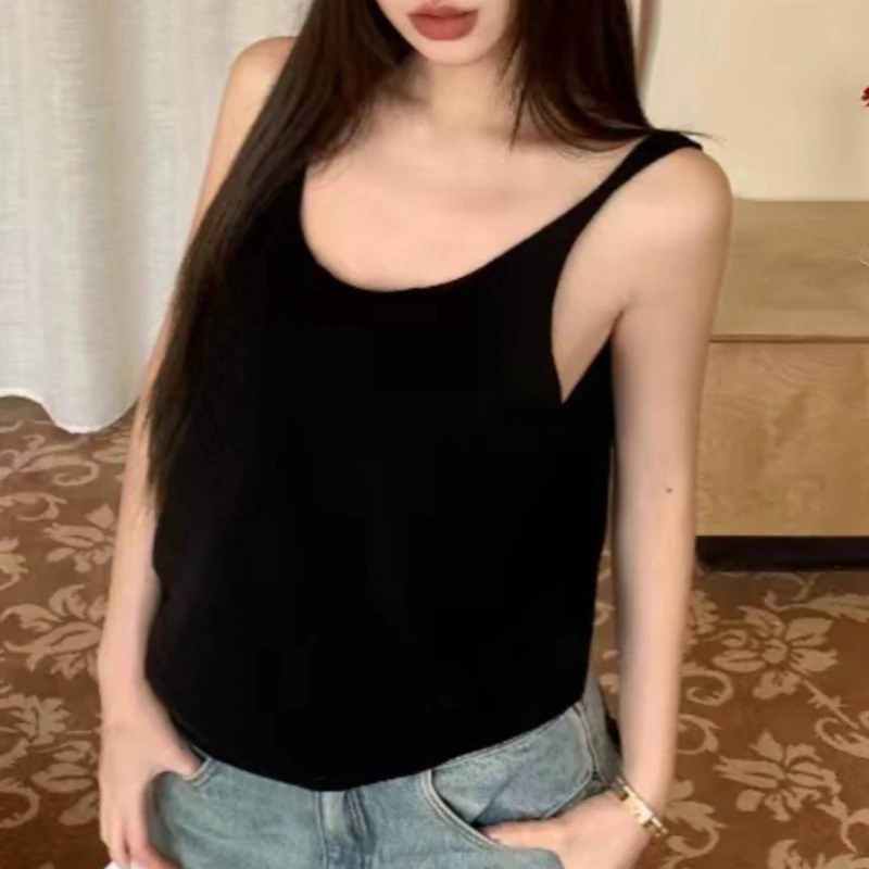 Sexy Tank Tops Loose Summer Pregnant Women Sleeveless T-shirts Solid Color Backless Homewear Top Bottoming Vest Black