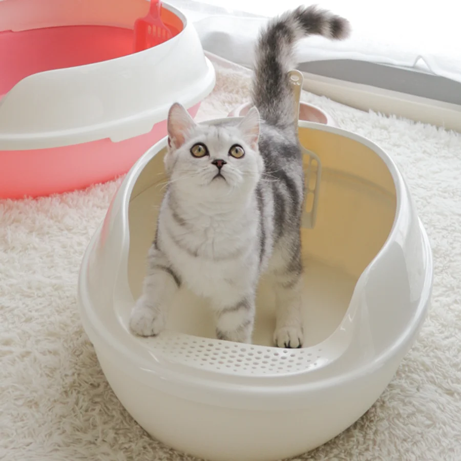 

Semi Closed Cat Litter Box Tall Splash Guard Strainer Sifter Easy Cleaning Cats Toilet Enclosure Cove Areneros Para Gato Petkit