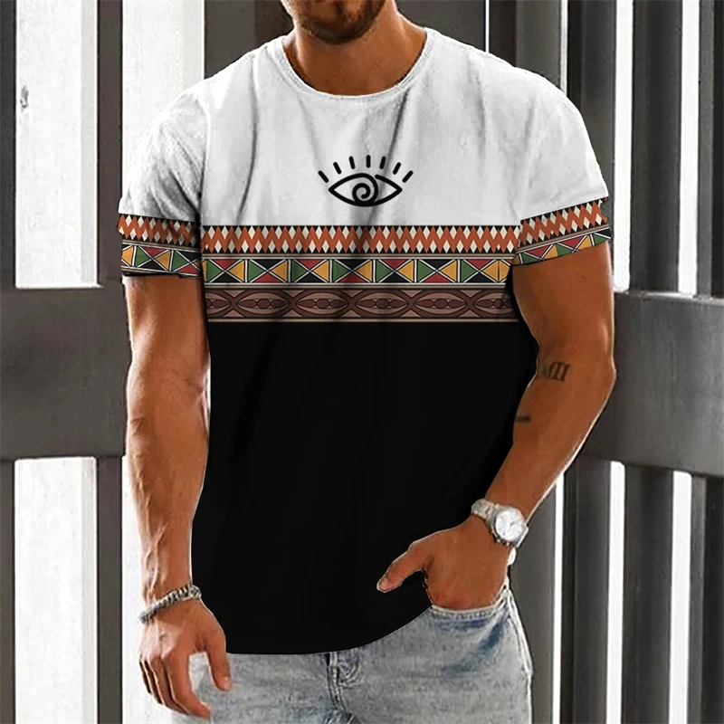 African Clothes For Men Dashiki T Shirts Traditional Wear Clothing Round Neck Casual Retro Streetwear Vintage Ethnic Style Tops