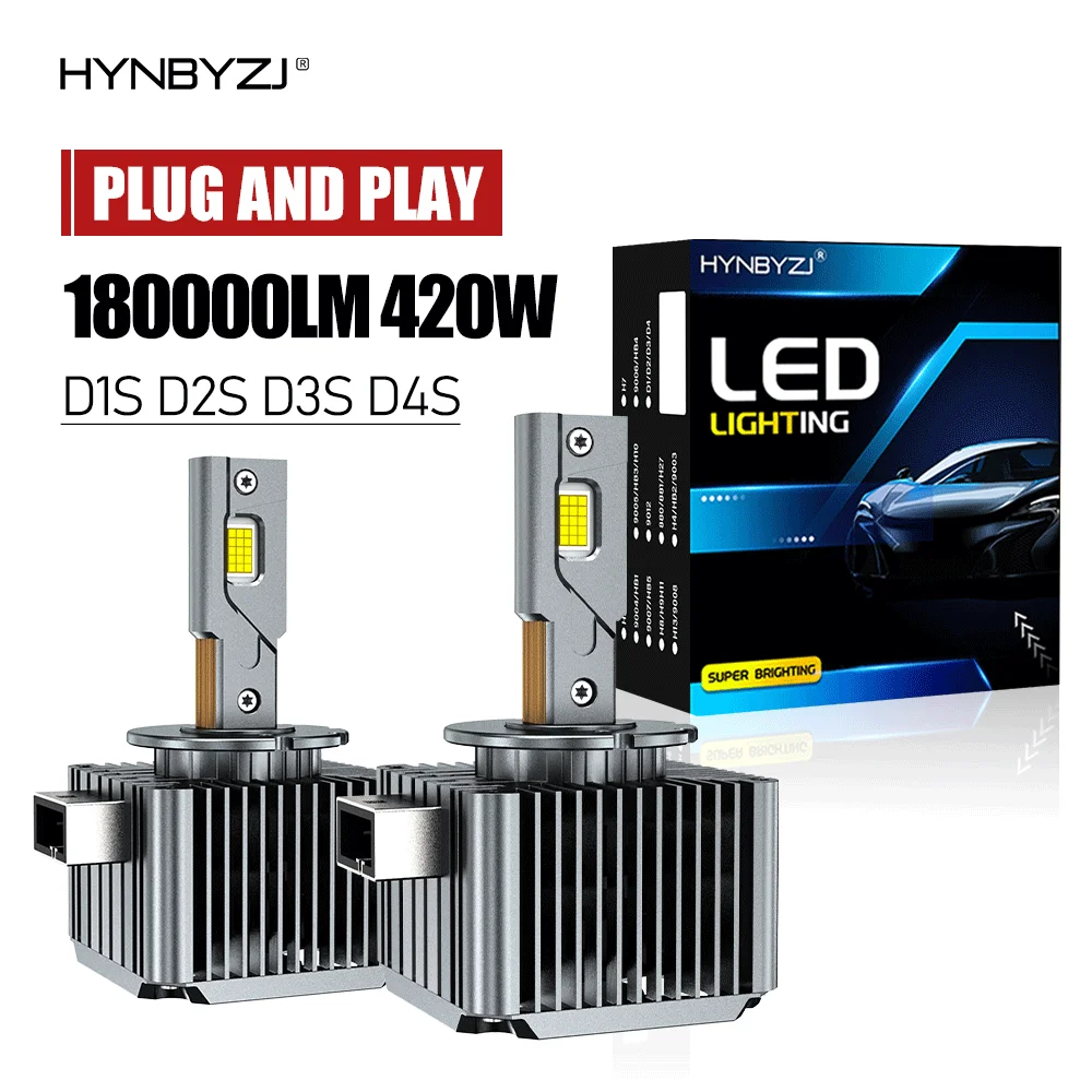 

HYNBYZJ D1S D3S LED Headlights HID D3S D2S D4S 180000LM 420W D1R D2R D3R D4R CANBUS Led Two-sided CSP Chip 6000K Plug&Play