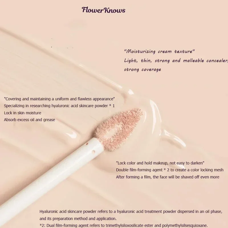 Flowerknows Midsummer Concealer Lightweight Cream With Hyaluronic Acid,Brightener for Treating Dark Circles Redness 0.21 fl.oz