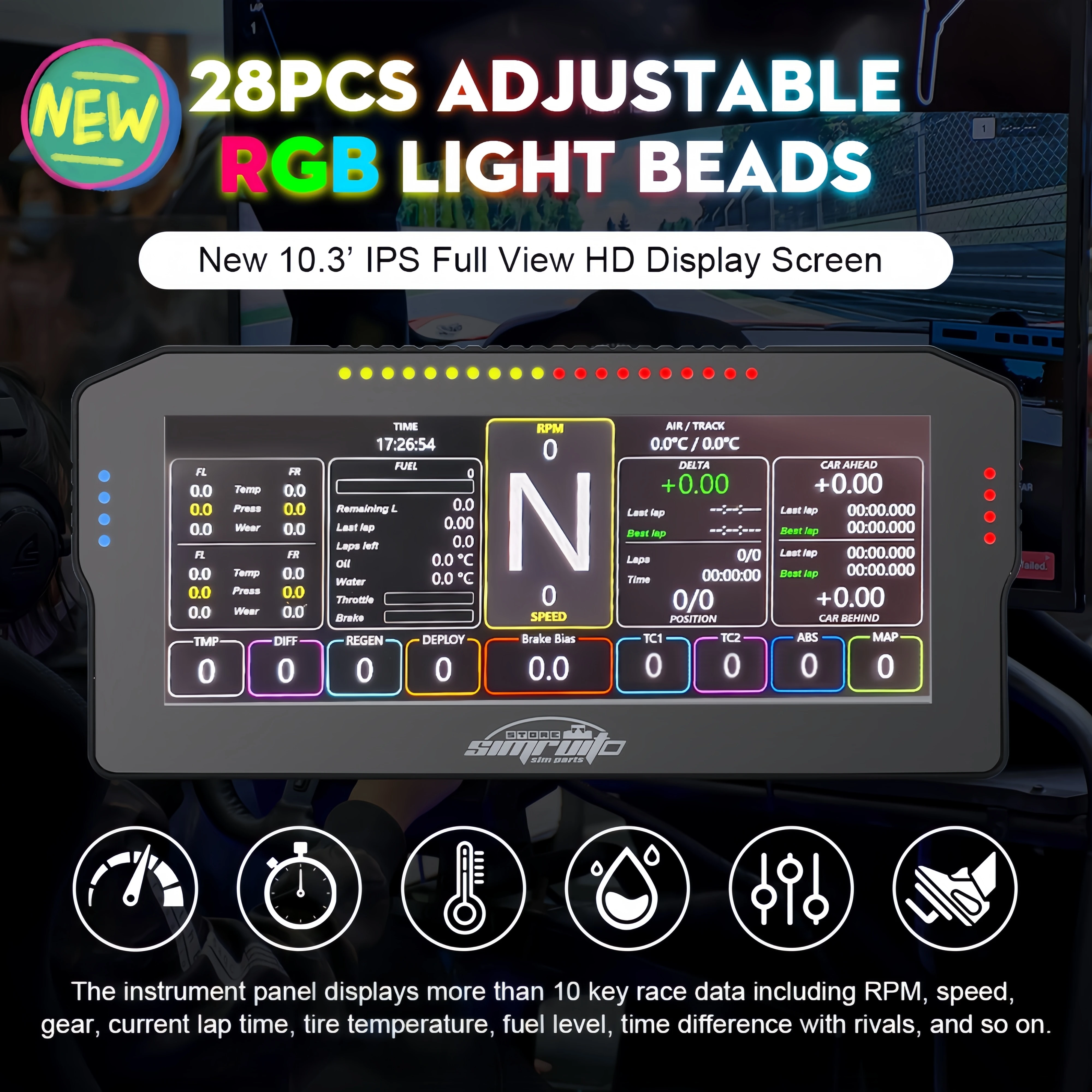 SimRuito-racing-dashboard-sim-racing-10-3-inch-display-Steering-wheel ...