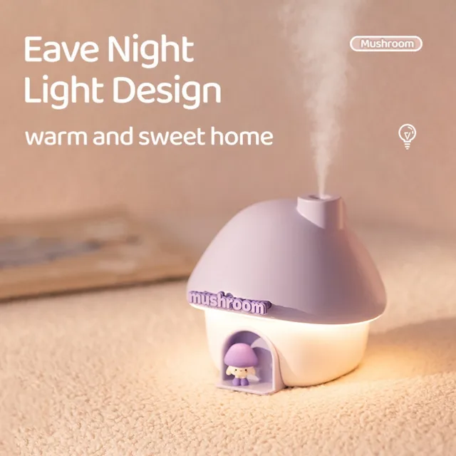 Mushroom House Humidifiers Home Mini Essential Oils Aromatherapy Diffuser Cute Mushroom Doll with Clourful Ambient Night Lights 5