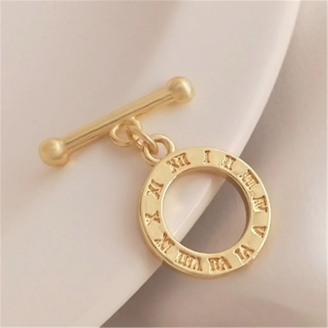 

14K Gold-in-print Color-retaining Roman Numerals Clock OT Clasps Handmade Diy Bracelets Necklaces Closure Clasps Accessories