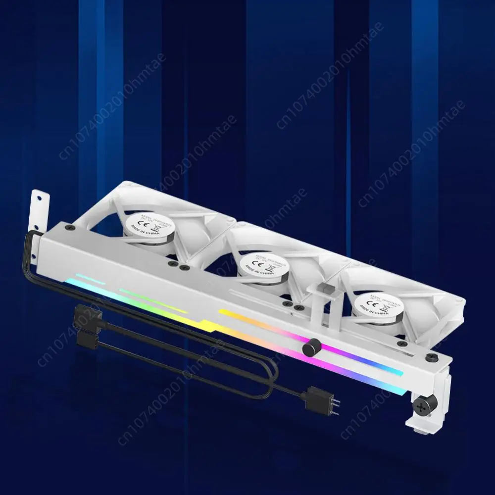 2 in 1 Graphics Card Radiator 1800RPM 5V 3Pin ARGB Graphics Card Cooling Fan with 3x80mm Fans PCI Mount Bracket