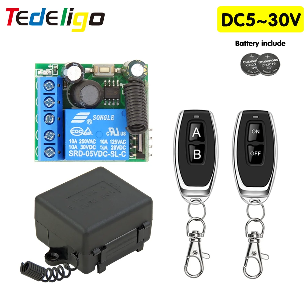 433Mhz RF Remote Control Wireless Switch DC 5V 12V 24V 1CH rf Relay Receiver and 2CH Transmitter For Door Electromagnetic lock |
