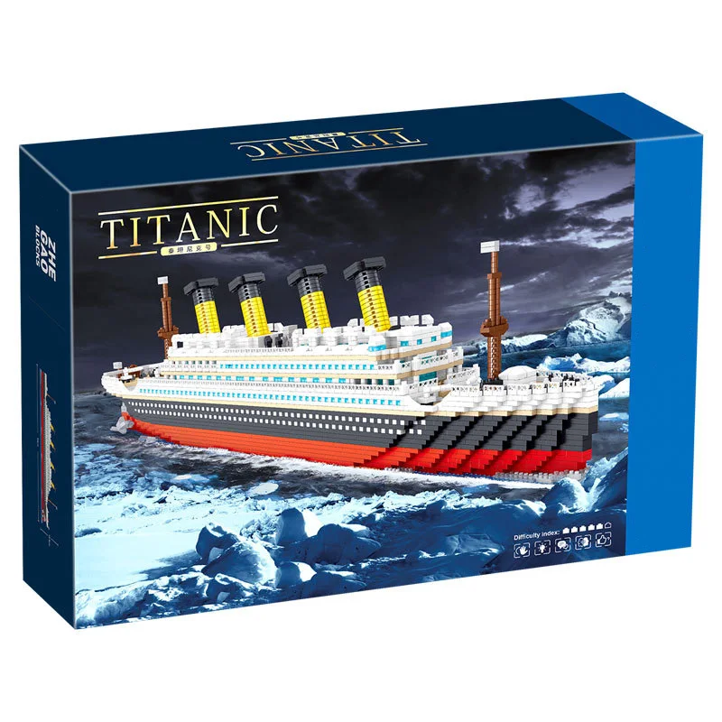 Bloques de construcción de gran tamaño para niños, modelo 3D del Titanic RMS City 4404 piezas, barco de crucero clásico, microladrillos, juguetes para niños, regalos
