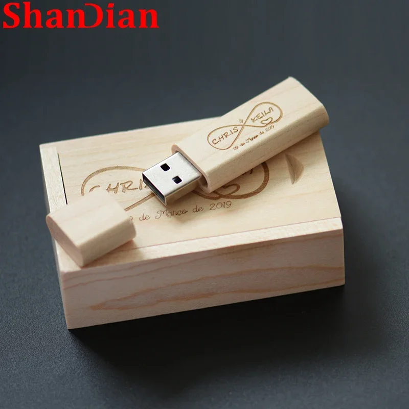 Madeira Flash Drive com Logotipo Personalizado Pen Drive de Madeira Bordo Usb 2.0 Memory Stick Bamboo u Disk Presente de Casamento 4gb 32 gb 16 gb 128gb Lote 10pc - Imagem 3