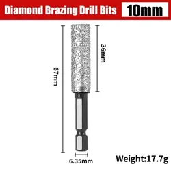 Diamond Drill Bit with Hex Shank for Ceramic and Granite - Ideal for Drilling and Grinding (10mm)