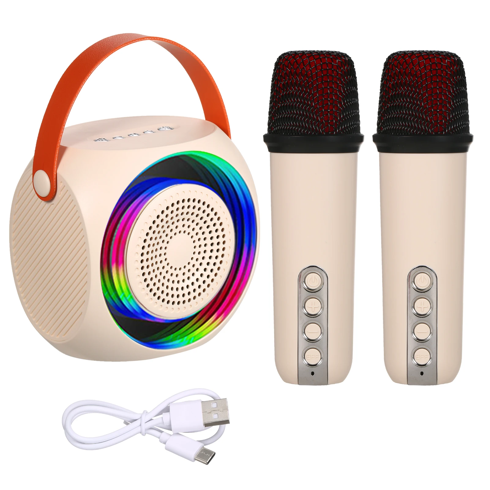 

Mini Portable Microphone & Sound Box Set Home KTV BT Speaker with 2 Microphones Home Outdoor for Home Party