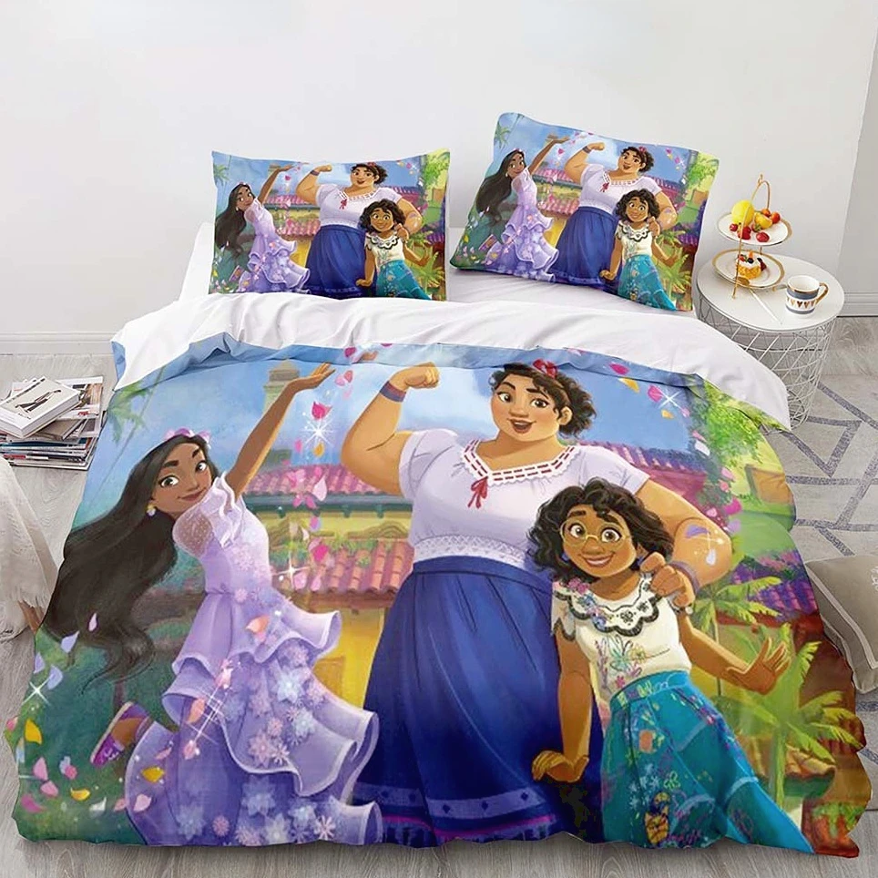 Hot Disney Encanto Bedding Set Cute Cartoon Anime Figure Girl's Bed