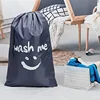 Home Large Capacity Smile Nylon Laundry Bag Travel Storage Pouch Machine Washable Dirty Clothes Storage Bag Wash Drawstring Bag 1