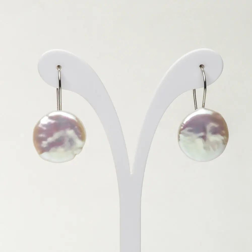 

Big White Freshwater Keshi Pearl Drop Earrings 925 Sterling Silver Kidney Wire