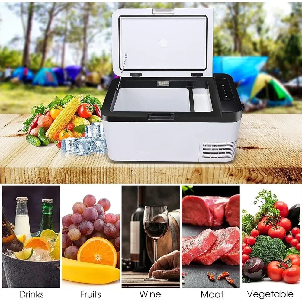 12 volt car refrigerator portable freezer electric cooler (-4 &deg; F-68 &deg; F) with 12/24V DC and 110V AC power cords