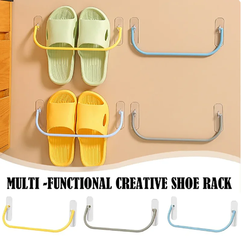 

Simple Shoe Racks Bathroom No Punching Wall-mounted Hanging Holder Shoes Slippers Drain Storage Rack Household Shoe Organizer