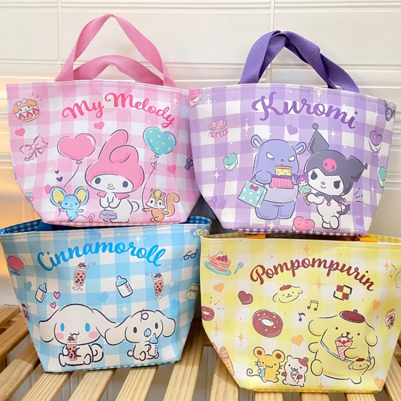 Kawaii Sanrio Lunch Bag Anime Cinnamoroll Kuromi My Melody Lunch Bag Cute  Picnic Thermal Breakfast Box Girl Convenient Lunch Box 