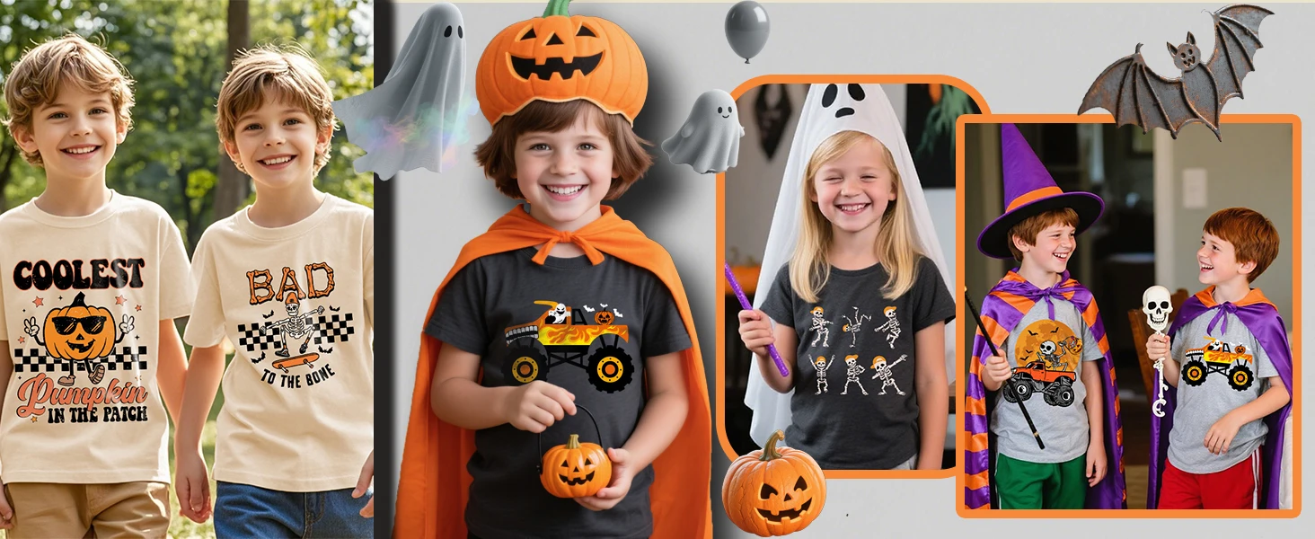 Toddler Baby Halloween Outfit Boy Girl Pumpkin shirt Crewneck Shot Sleeve Shirt Fall Clothes