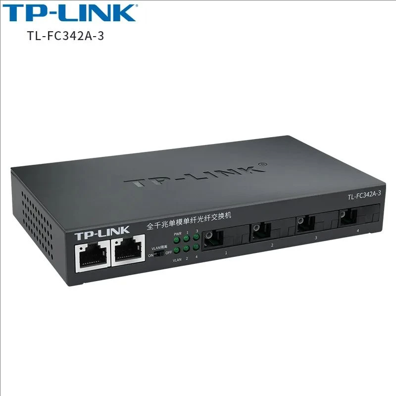 TP-LINK TL-FC342A-3 Single mode fiber 4SC+2GE Gigabit Fiber Transceiver 1.25Gbps Media Converter 3KM