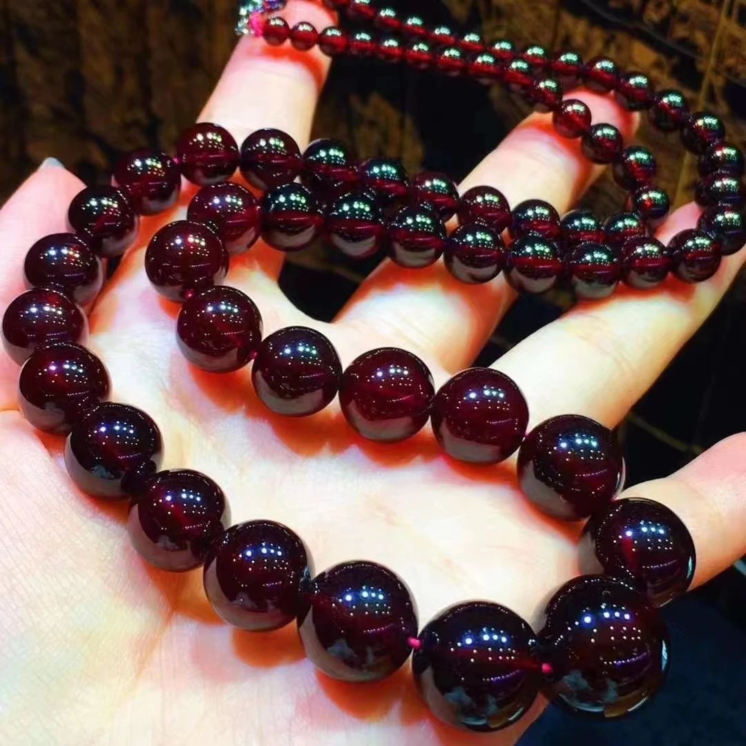 Genuine Natural Red Garnet Crystal Clear Round Beads Necklace 4-14.4mm  Women Men Red Garnet Pendant Fashion 17 Inches AAAAAA - AliExpress
