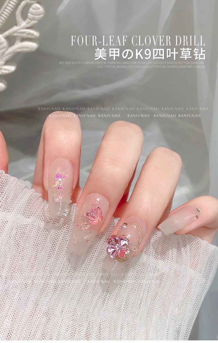 2 Pieces Crystal Four Leaf Clover K9 Nail art Rhinestones 7.5mm Point  Bottom Shiny Clover Glass Stones Nails Decoration Supplies - AliExpress