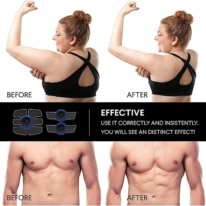 USB Rechargeable Electric Massager Wireless Abdominal Fitness Patch Body Shaping Massager Wireless LCD Display Arm Trainer
