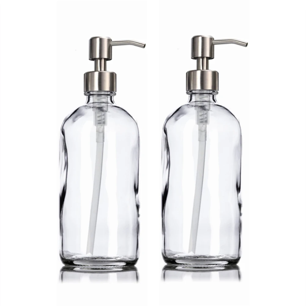 500ml Amber Glazen Zeepdispenser Met Zwarte Roestvrijstalen Pomp - Herbruikbaar Voor Keuken & Badkamer