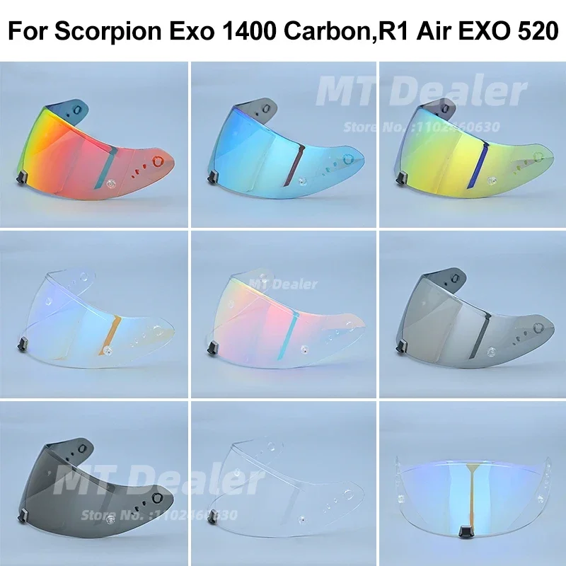 Visiera Per Caschi Per Scorpion Exo 1400 Carbonio, R1 Ed Exo 520 Visiera Per Casco Moto Placcatura Lente Di Protezione Uv Visiera