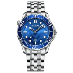 BINBOND Ultra - Thin Sea Horse Series Quartz Watch - Men's Casual Fashion, Waterproof, Luminous, Sports & Business Timepiece (Steel Silver Blue)