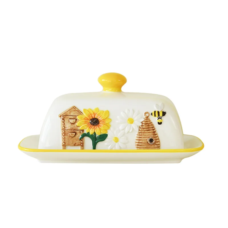 Ceramic Butter Dish,Porcelain Decorative Dim Sum Plate,Kitchen Dessert Saucer,Tableware Chhese Plates,Western Food Organzier