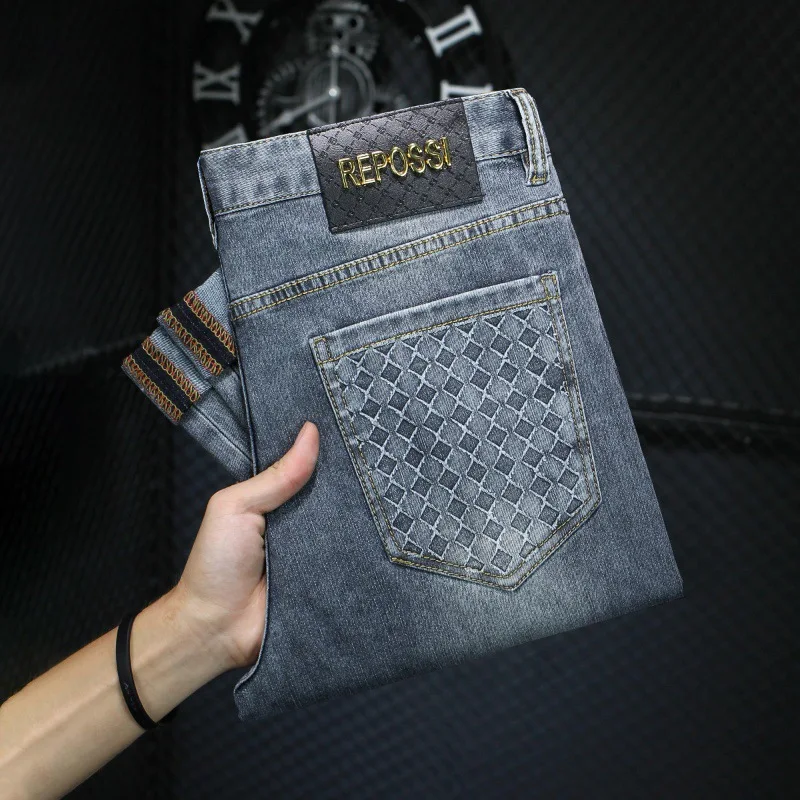 Summer thin jeans men's fashion fashion brand casual all-matching men's clothing light luxury high-end slim fit skinny pants