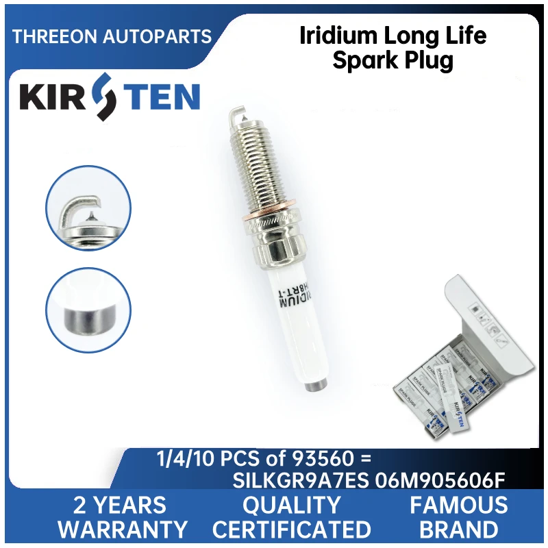 

KIRSTEN Iridium Spark Plug for Volkswagen VW Group EA837 Engine 2.9T 3.0T Geely 1.0T 06M905606F SILKGR9A7ES (93560) KSP93560