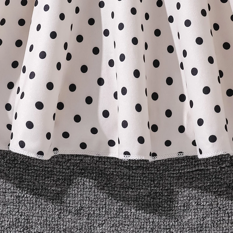 Mädchenkleid mit Punktemuster für 8-12 Jahre, Vordere Spaghettiträger, Mehrlagiger Rüschensaum/Hinten Einfarbiges Punktemuster, Bequemes Alltagskleid für Kinder – Detail 10
