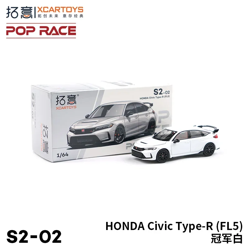 1:64 POP RACE Honda Civic S2-02- Civic FL5- White die cast alloy