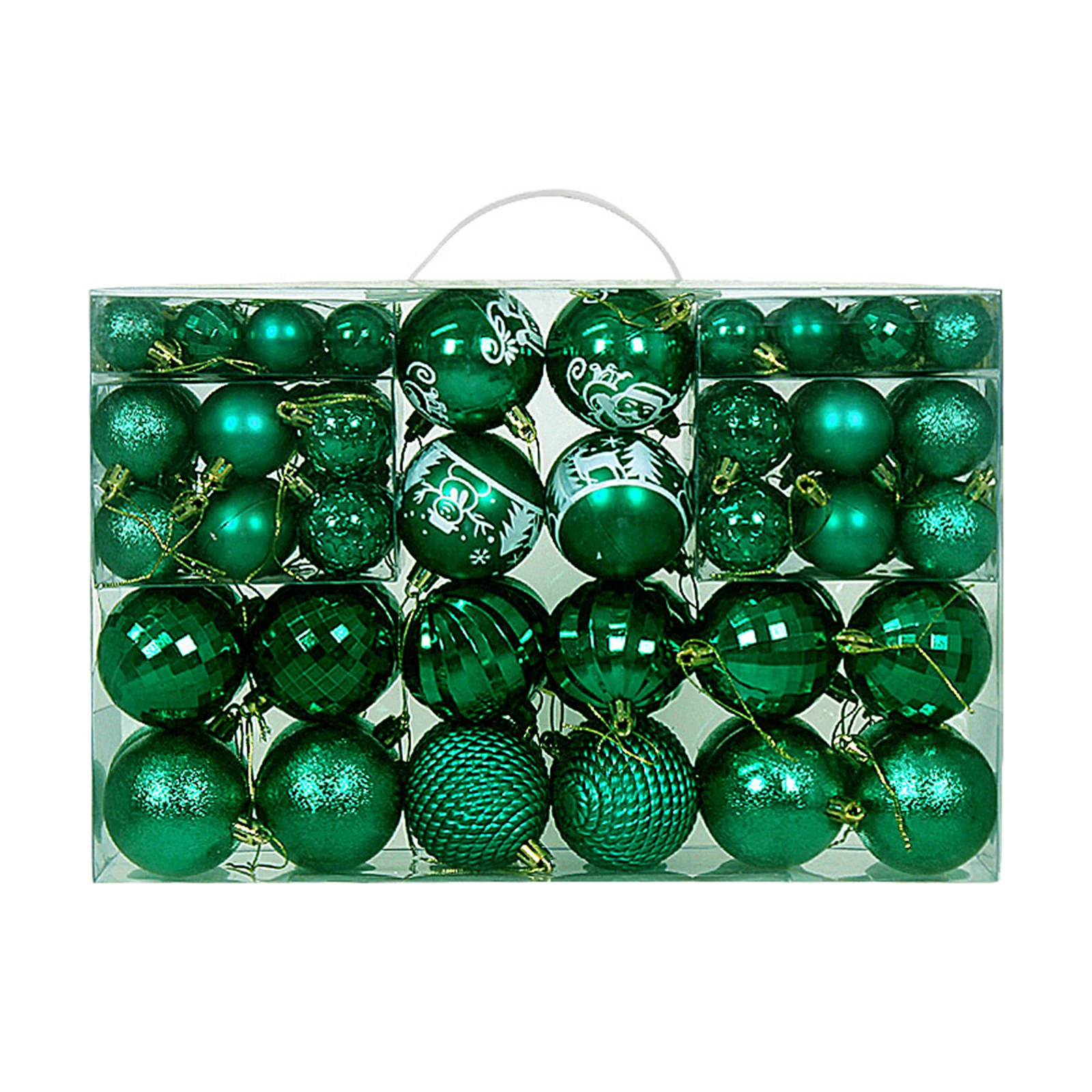 thumbnail image 1 of Adornos de bolas de Navidad, juego de 100 adornos para árbol de Navidad con cuerda para colgar, decoración navideña colgante para fiestas navideñas en casa, 1 of 5