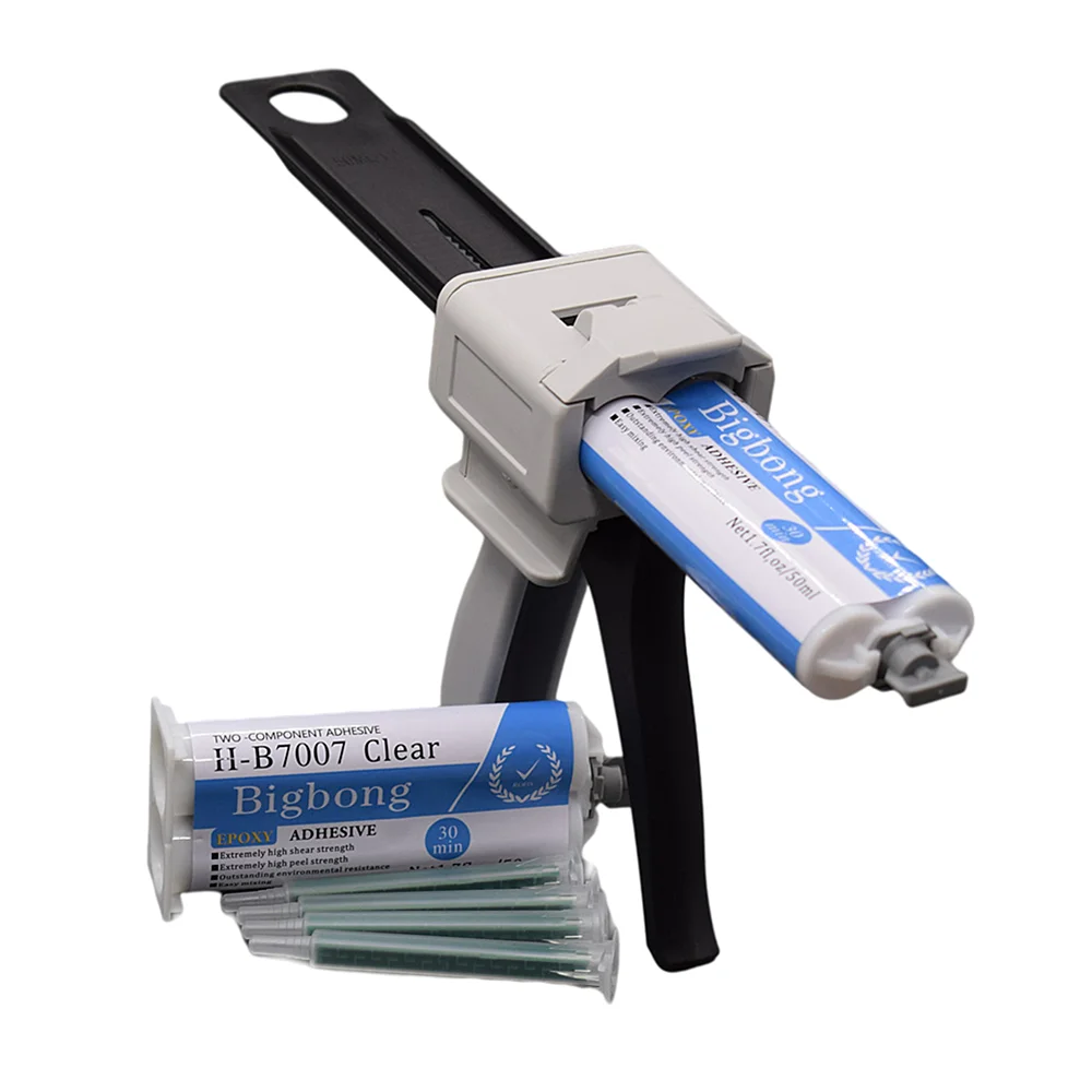 2 Stück 50ml AB-Klebstoff 1:1 Klares Epoxidharz & 4 Stück Mischdüsen-Mixer & 50ml Dosierpistolen 1:1 Klebepistolen-Applikator-Set