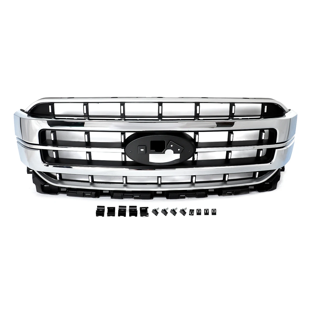 Front Grille Racing Grills Chrome for Ford F-150 F150 20212022 2023 Front Bumper Upper Grille Hood Mesh Grid Air Intake Grille - Image 2