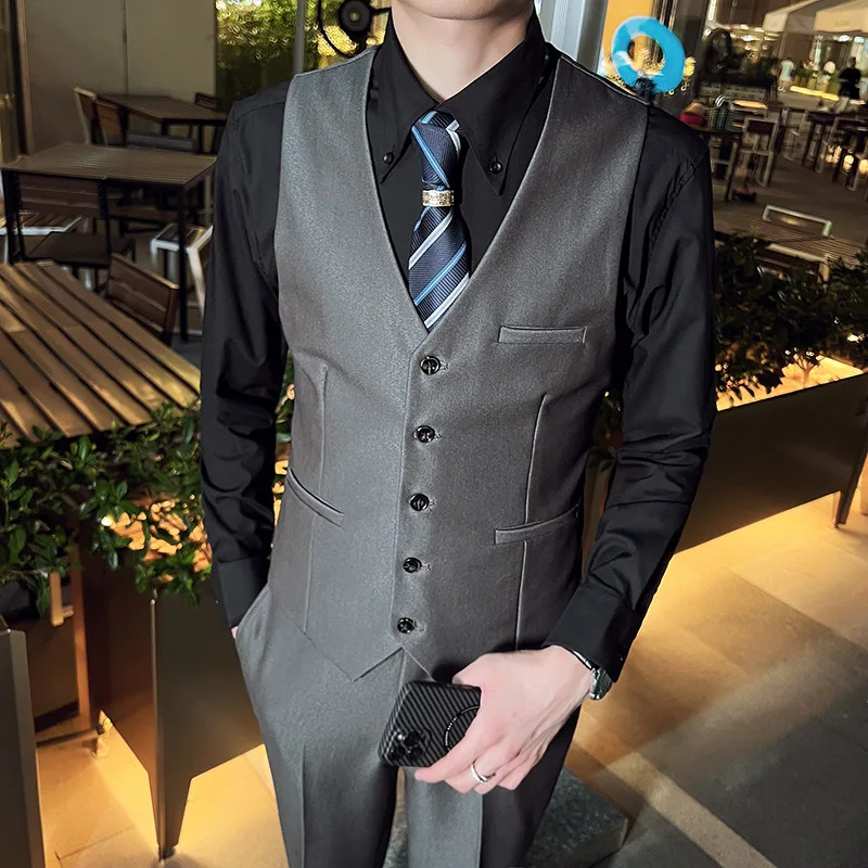 

2023 Dress Vests For Men Slim Fits Mens Suit Vest Male Waistcoat Gilet Casual Sleeveless Formal Business Vest Chaleco Hombre