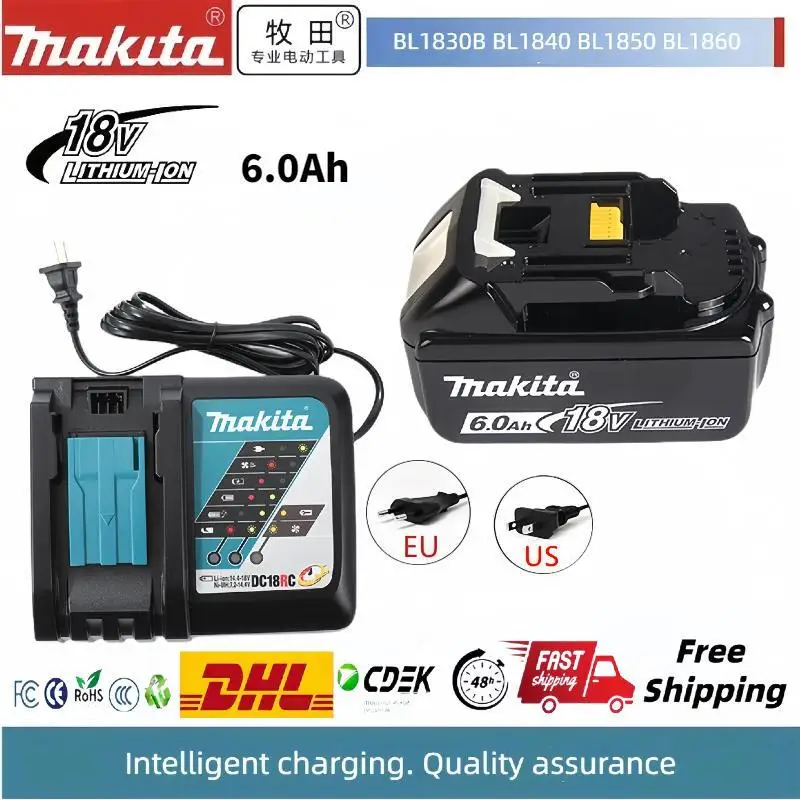 

Makita 18V 6.0Ah Rechargeable Power Tool Battery Lithium ion Replacement BL1830B BL1850B BL1860B BL1815 BL1840