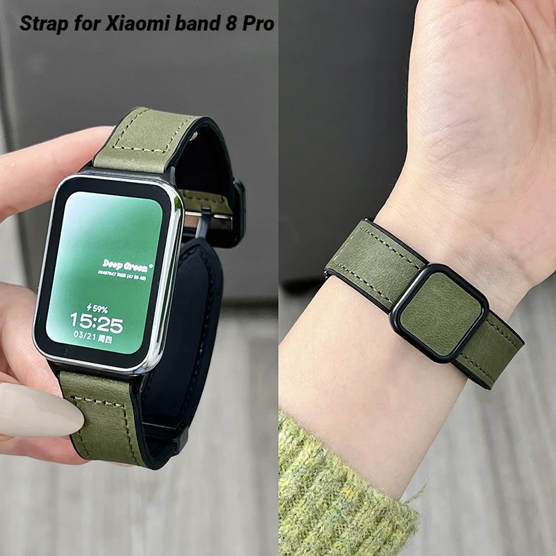 

Ремешок из коровьей кожи для Xiaomi band 8 Pro, магнитный спортивный браслет для смарт-часов Mi band 8 pro, женский мужской браслет
